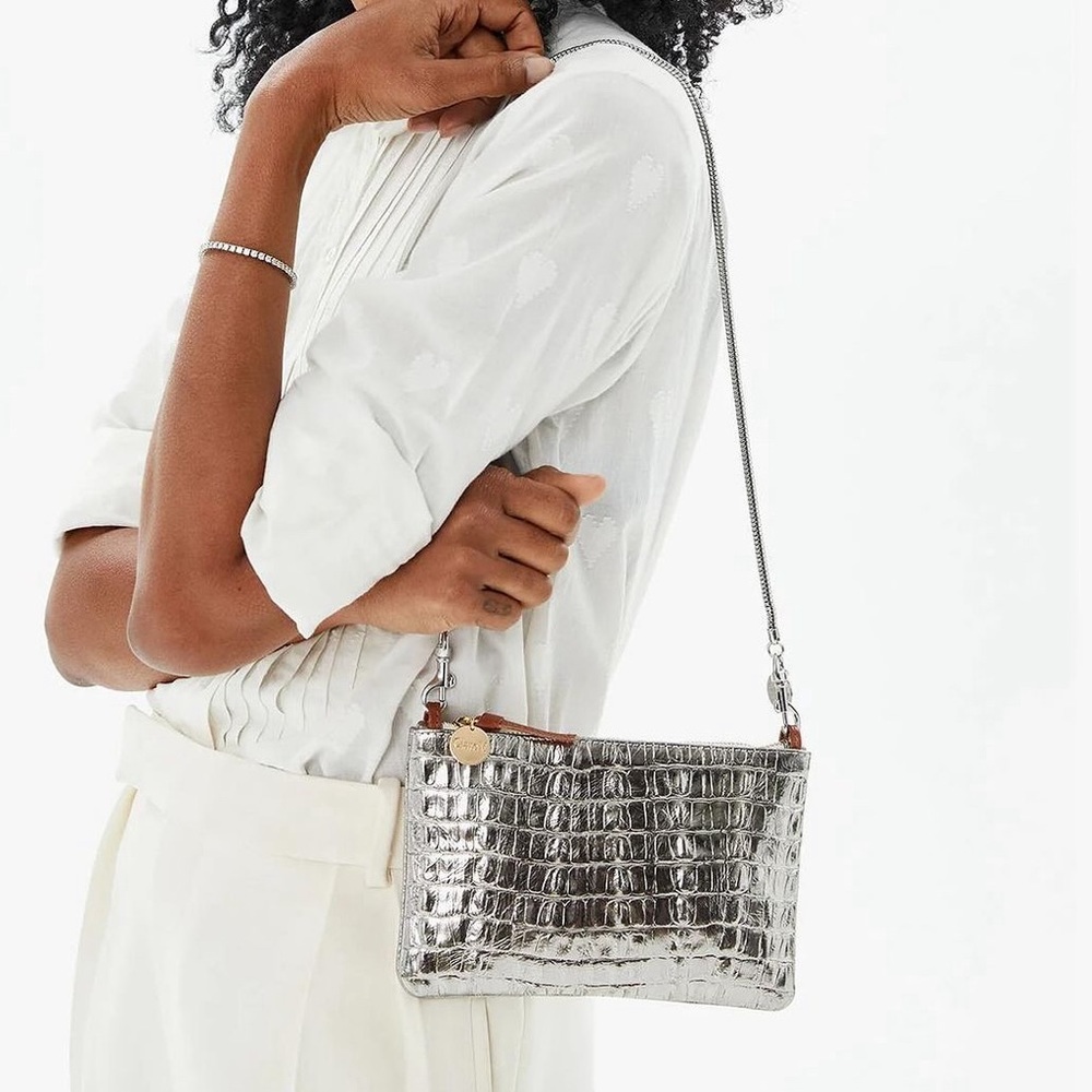 Clare V Silver Croc Clutch with tabs ****(chain sold separately)****